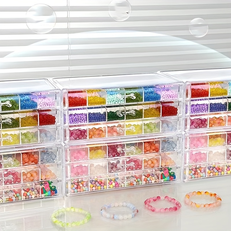 Beaded Storage Box Transparent 3 layer Sub grid Glass Beads - Temu