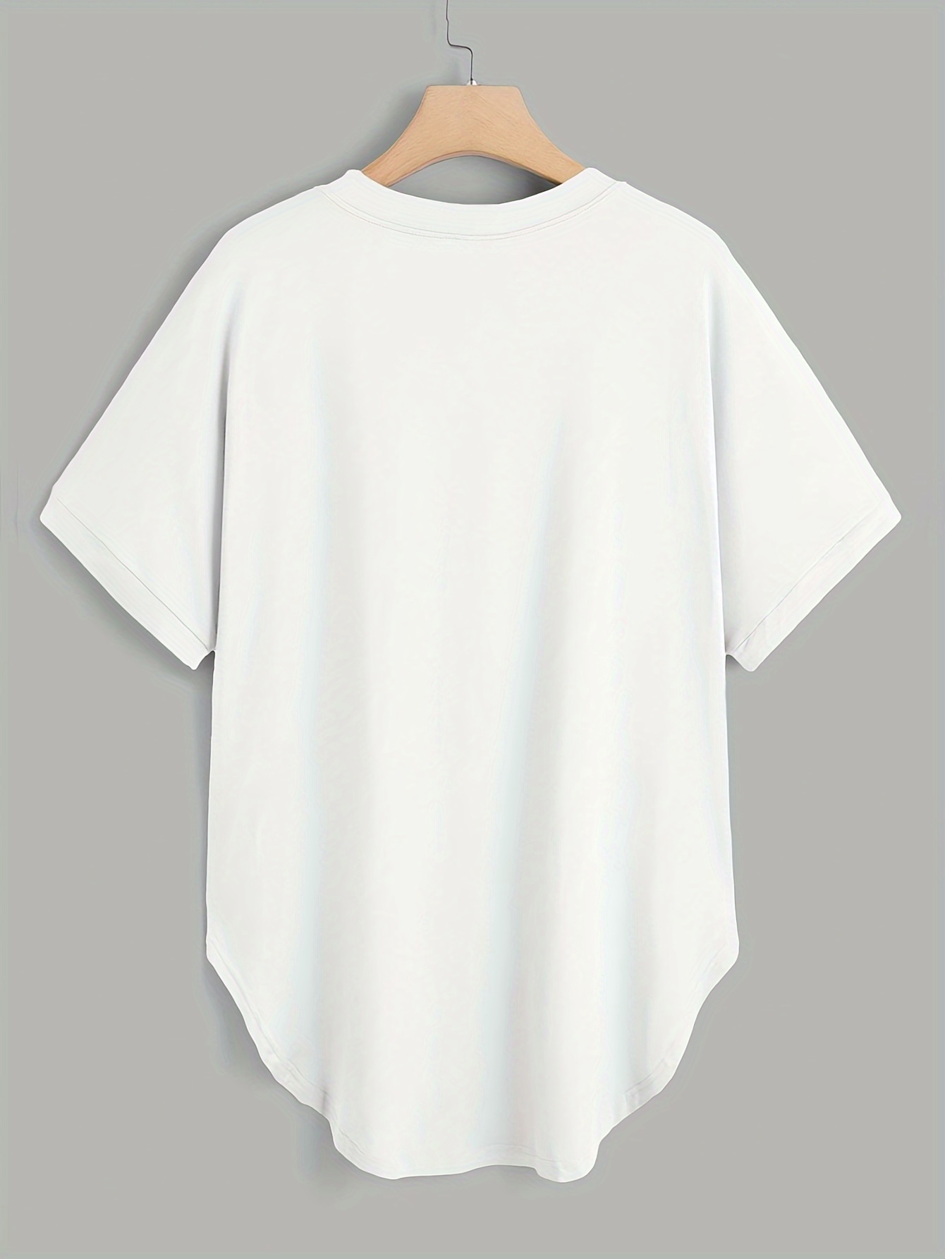 Women's Casual Lounge Top, Plus Size Solid Short Sleeve V Neck Pocket Patched Basic Sleep T-shirt