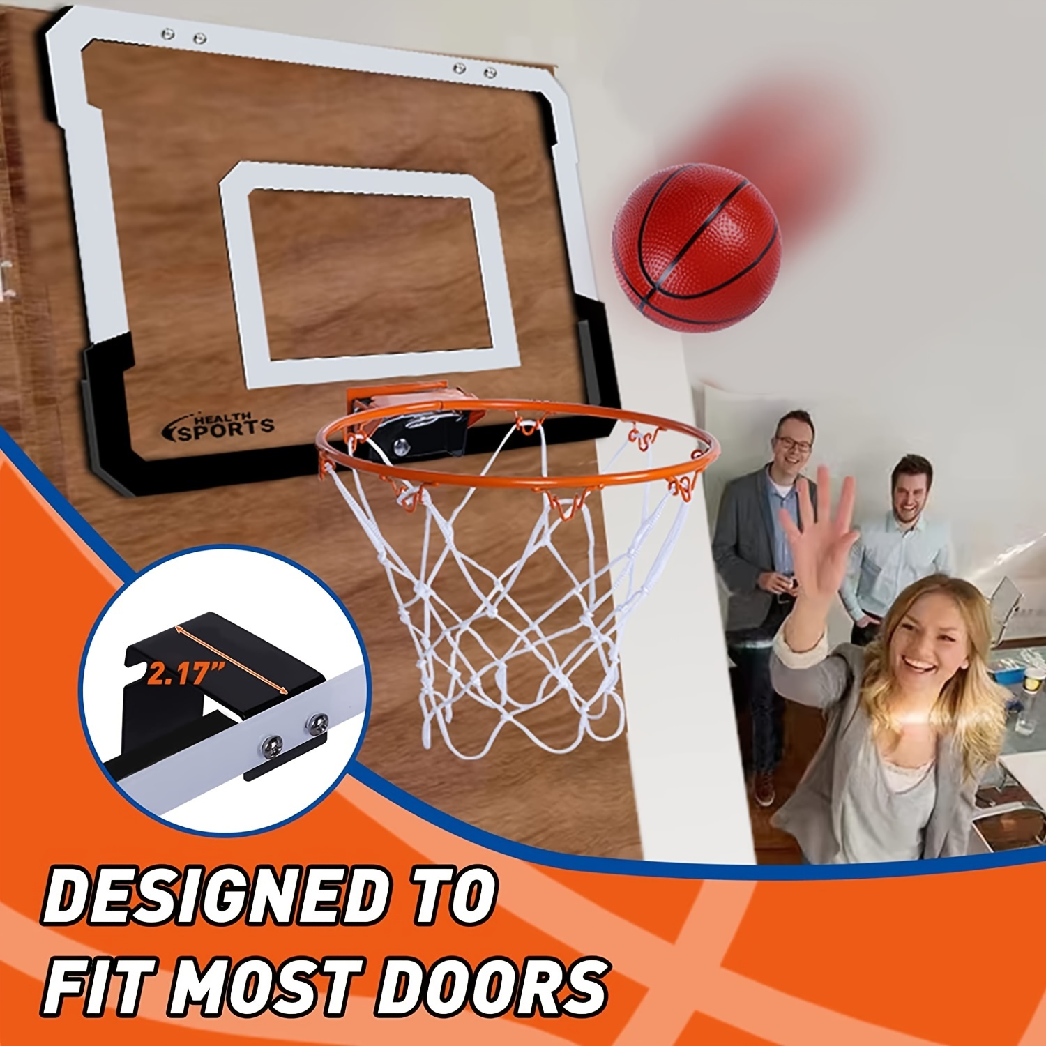 Panier de basket-ball intérieur mini - Panier de basket-ball sur la porte  intérieure pour enfant Petit panier de basket-ball avec 4 balles, panier de
