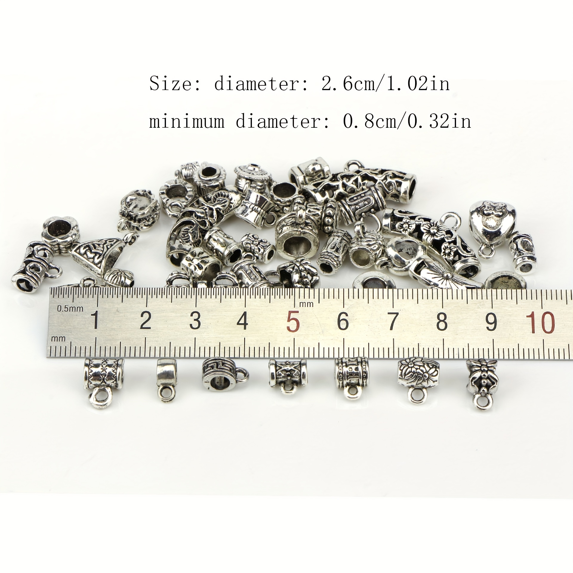 5x Pendant Bail Beads for Bracelets Necklace Connector Charm