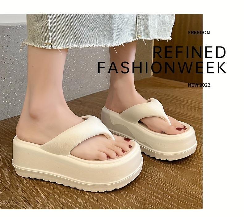   womens 7cm thick sole eva slide sandals open toe summer slippers with black white straps comfortable indoor outdoor use casual footwear   durable footwear Product details 4