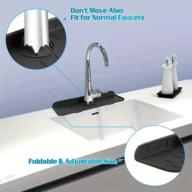Faucet Drain Mat, Sink Drain Pad Behind Faucet for Kitchen, Bathroom,  Rubber