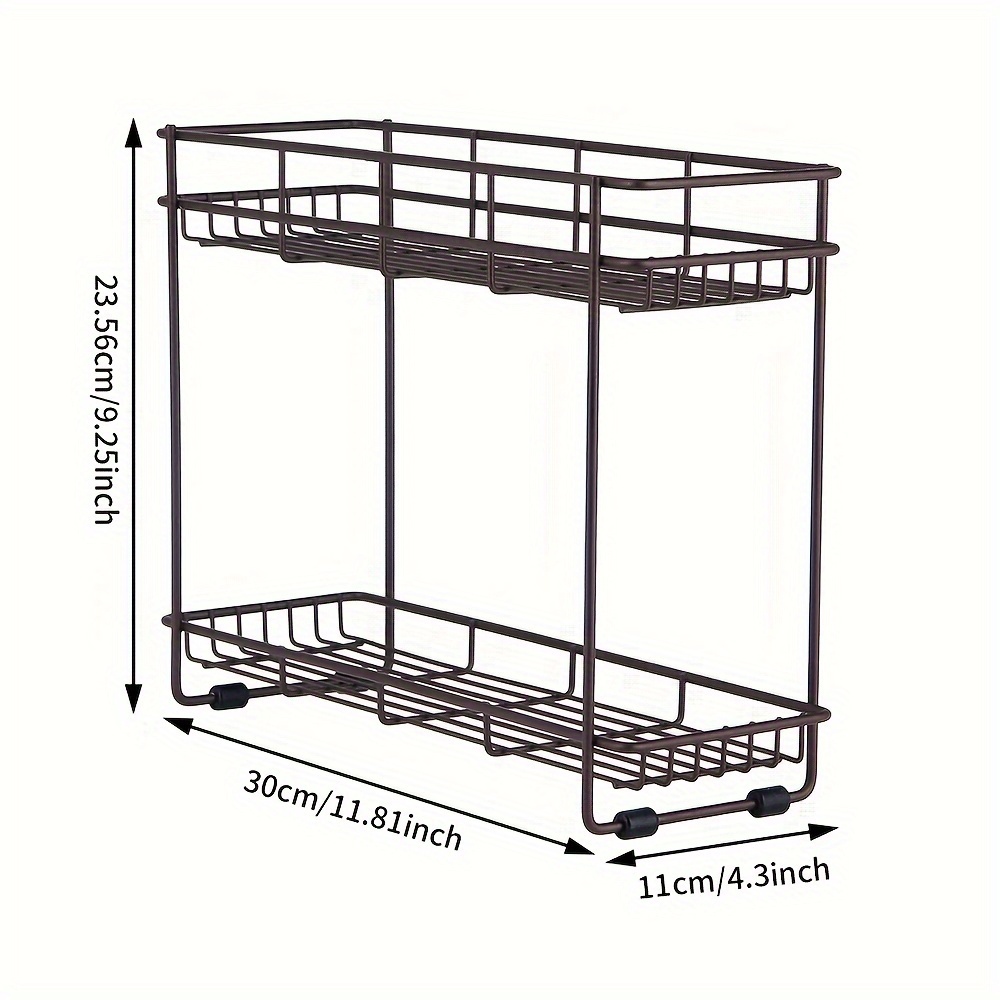 Kitchen Shelf, Wrought Iron Spice Rack, Household Bathroom Cosmetic Storage Organizer, Utility Racks