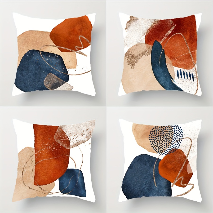 Blue Throw Pillows Bstract Geometric Modern Pillowcases - Temu