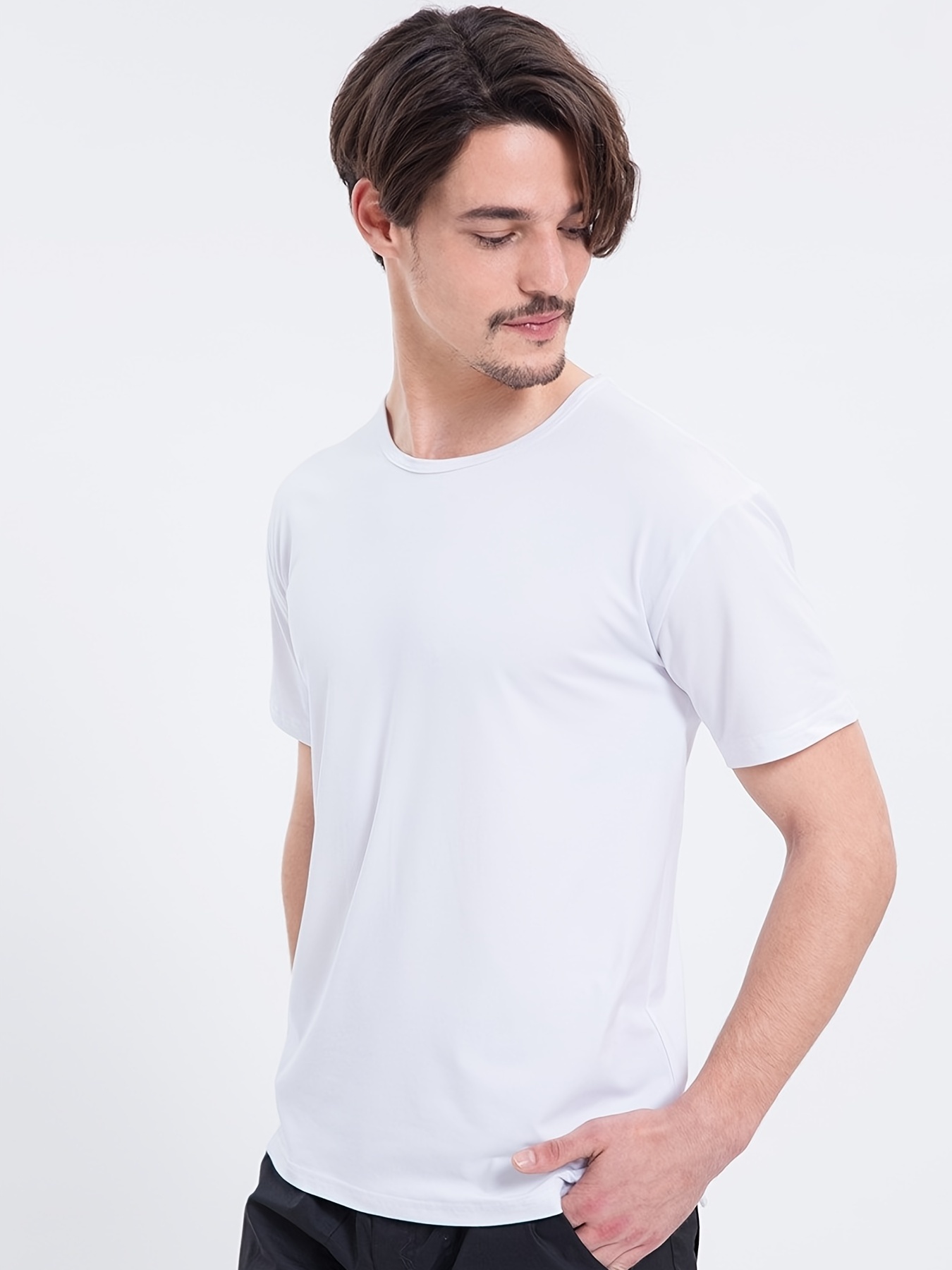 Camiseta Deportiva Secado Rápido Hombre Manga Corta Cuello - Temu