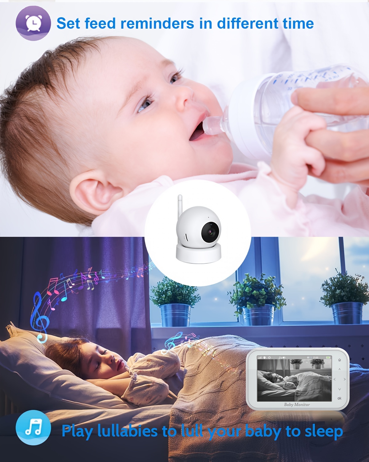 Baby Monitor With Camera And Audio 720p Pan Tilt Baby Camera - Temu