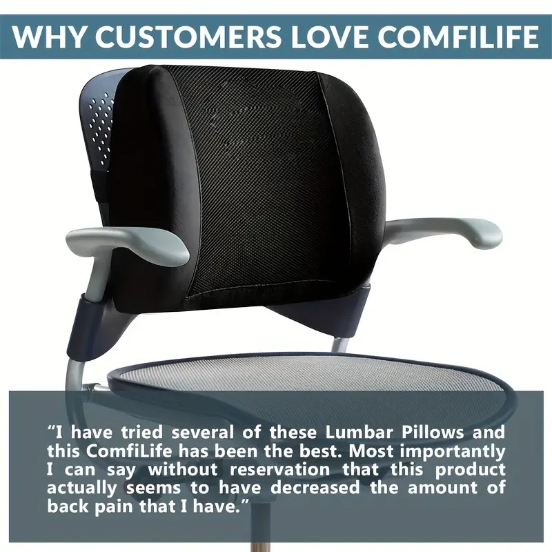 ComfiLife Lumbar Support Back Pillow Office Chair and Car Seat Cushion