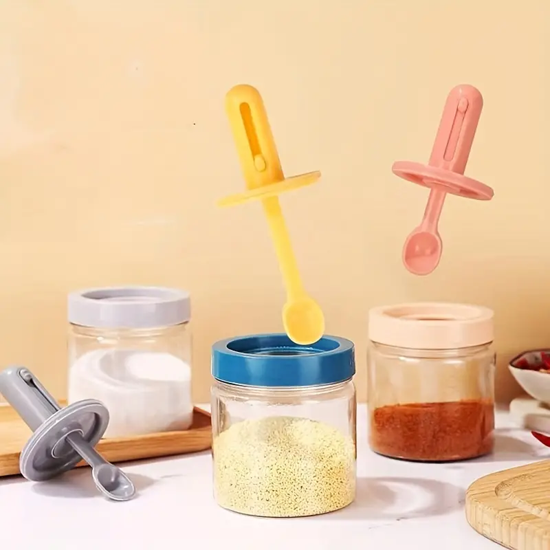 Set Of 4 Retractable Seasoning Jars Spoon Lid Integrated Seasoning Jar Salt  Shaker Msg Paprika Pepper Sugar Shaker Seasoning Jar Kitchen Supplies, High-quality & Affordable