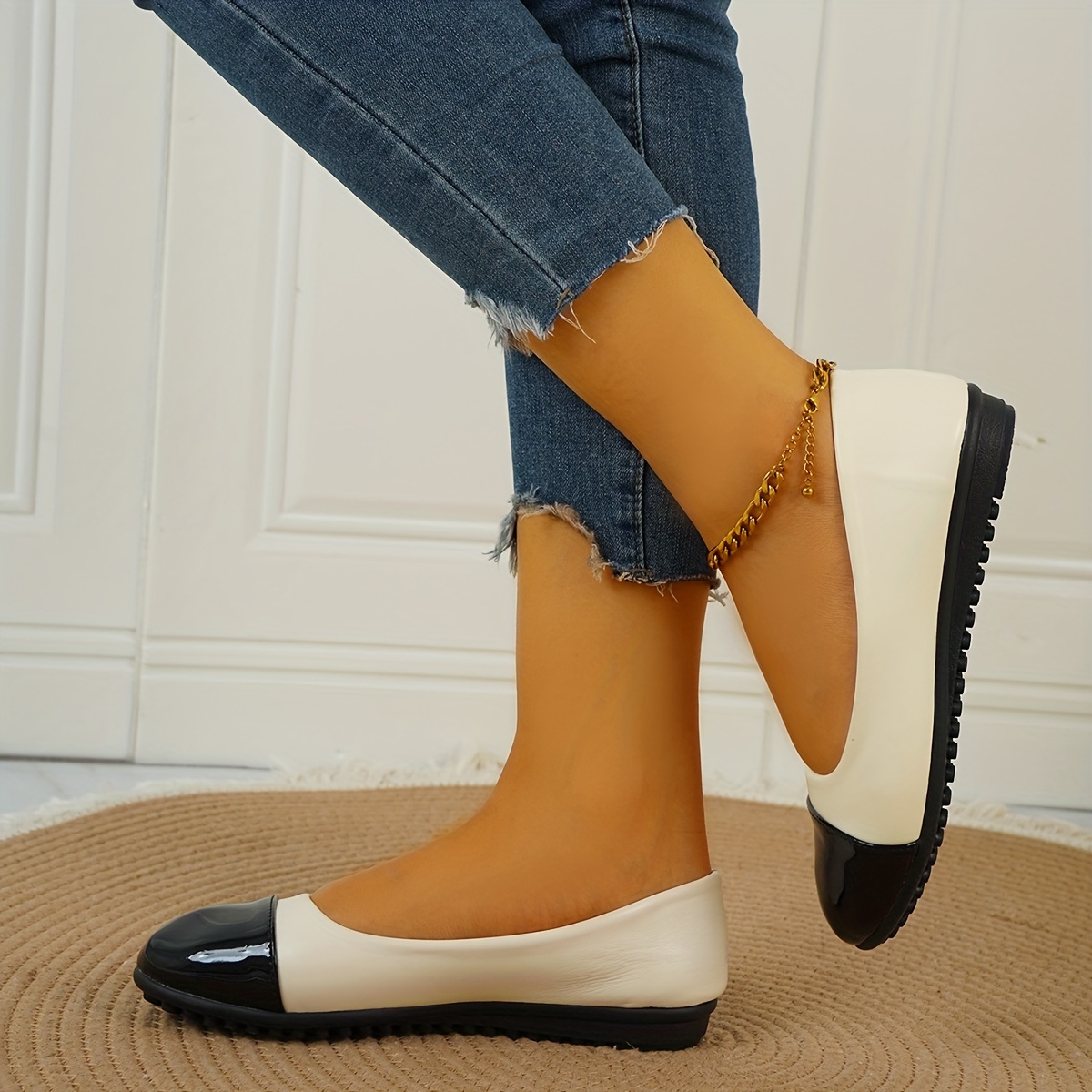Women's Almond Toe Flat Shoes Soft Sole Faux Leather Comfy Work Flats