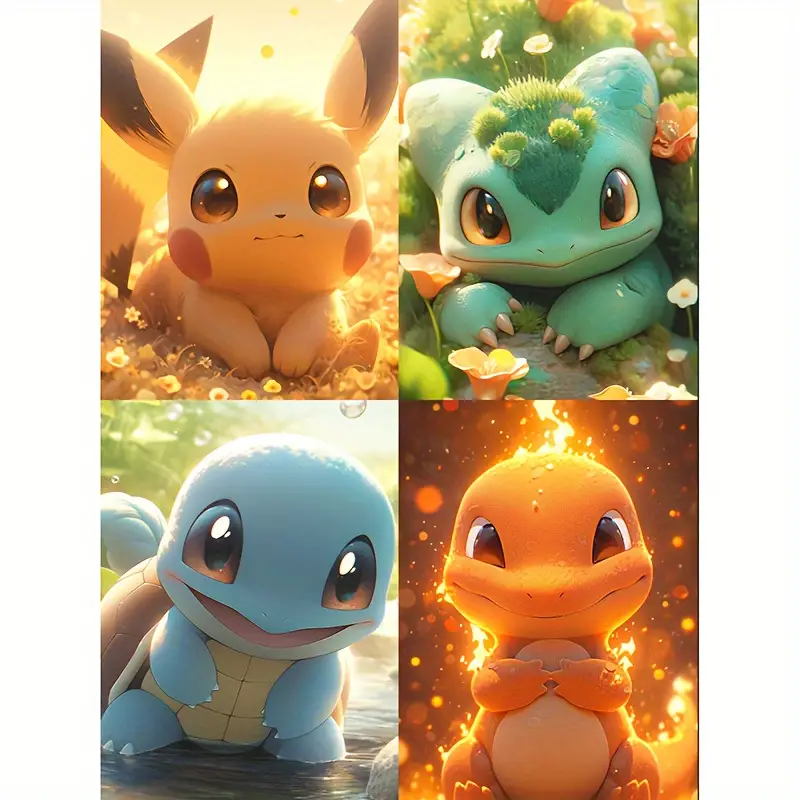 1pc 5d Diy Diamond Painting Kit, Pikachu, Squirtle, Charmander, And  Bulbasaur Cartoon Round Diamond Embroidery Mosaic Water Diamond Picture,  Cross Stitch Kit, Home Decoration, Art And Craft Gift  20x30cm/7.87x11.81inch
