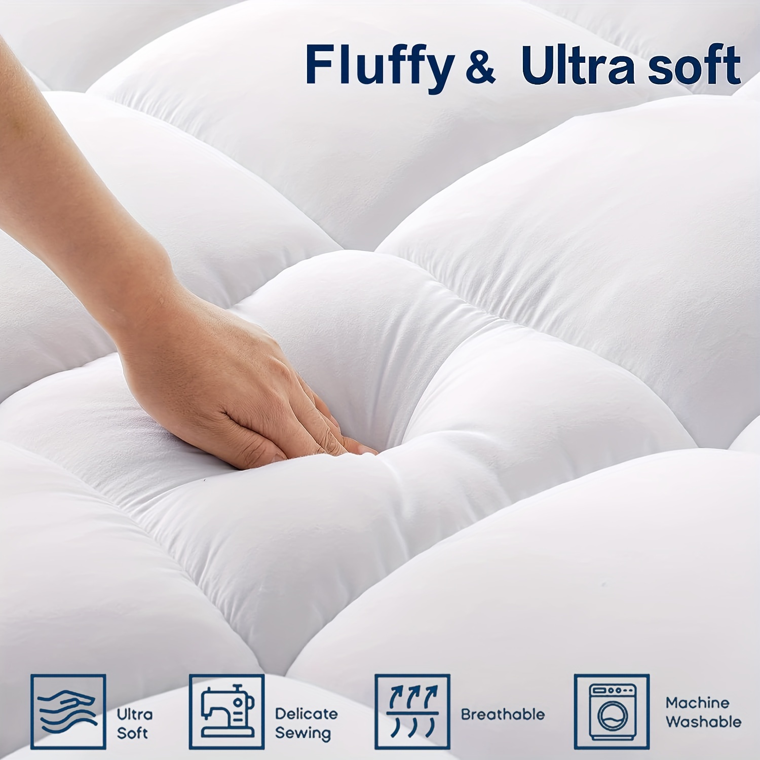Mattress Topper Queen Size, Cooling Mattress Pad Cover for Hot Sleepers,  Extra Thick 5D Snow Down Alternative Overfilled Plush Pillow Top with 8-21