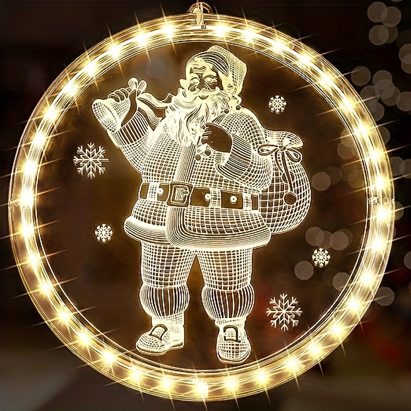 LED Christmas Window Lights Decorations - Hanging 3D Lights for Fireplace
