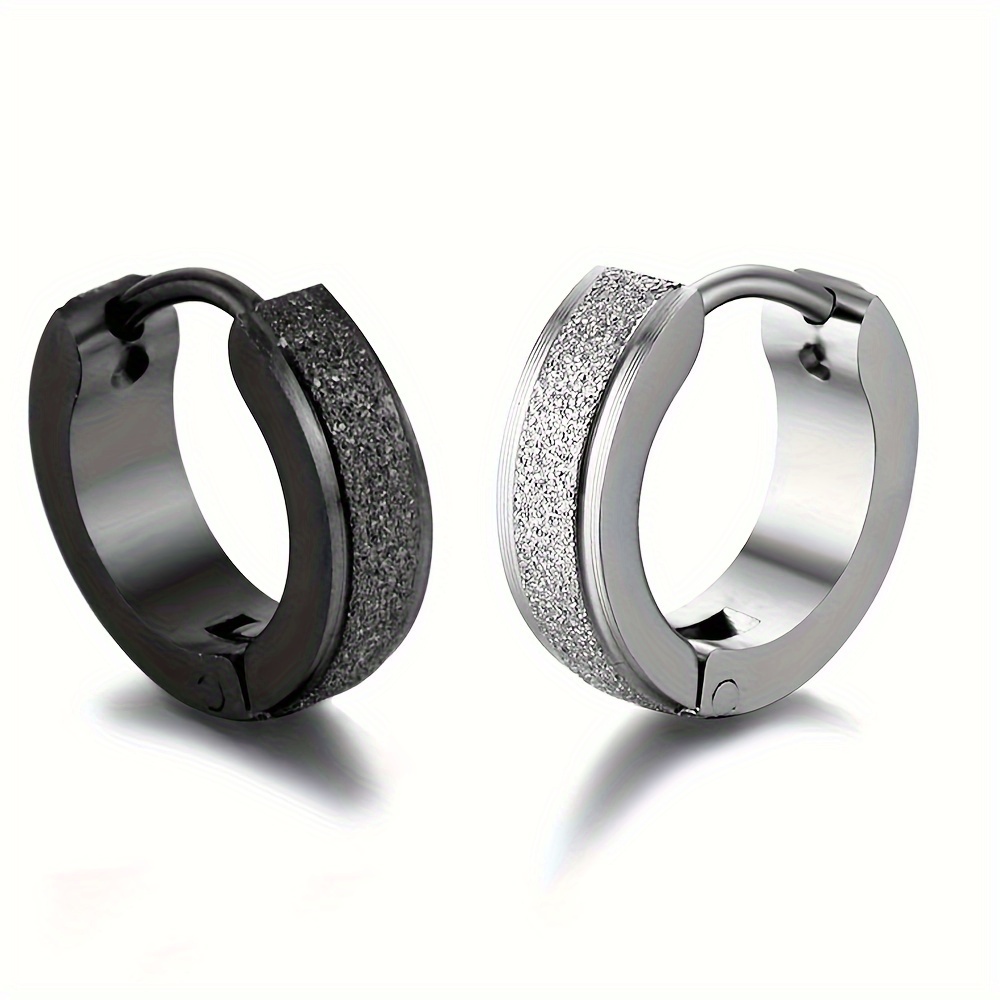 Men's Street Style Stainless Steel Matte Glitter Earrings