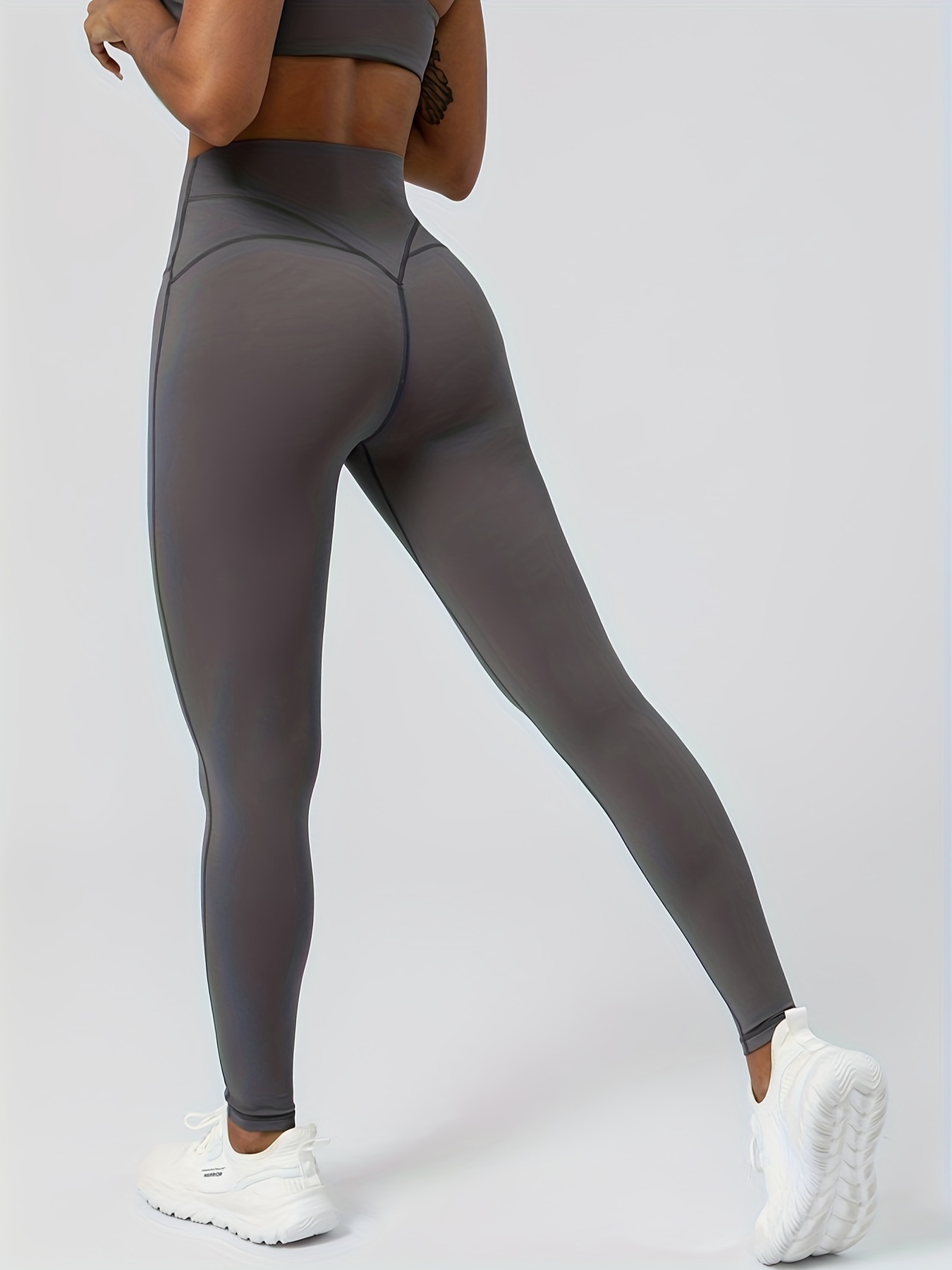 Solid Color Seamless Pilates Yoga Workout Pants High Elastic - Temu