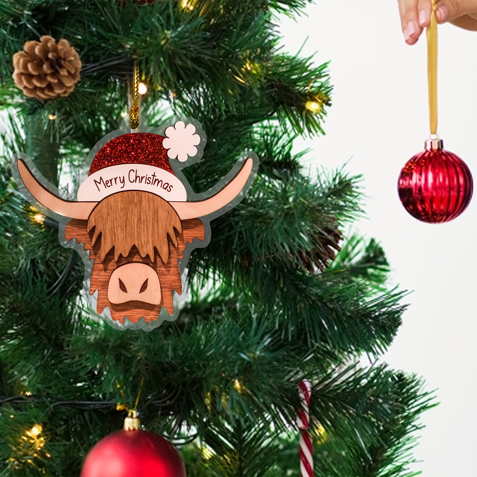 Niedliche Karikatur Kuh Auto Anhänger Haus Baum Dekoration Weihnachtsbaum  Ornament, Wohnkultur