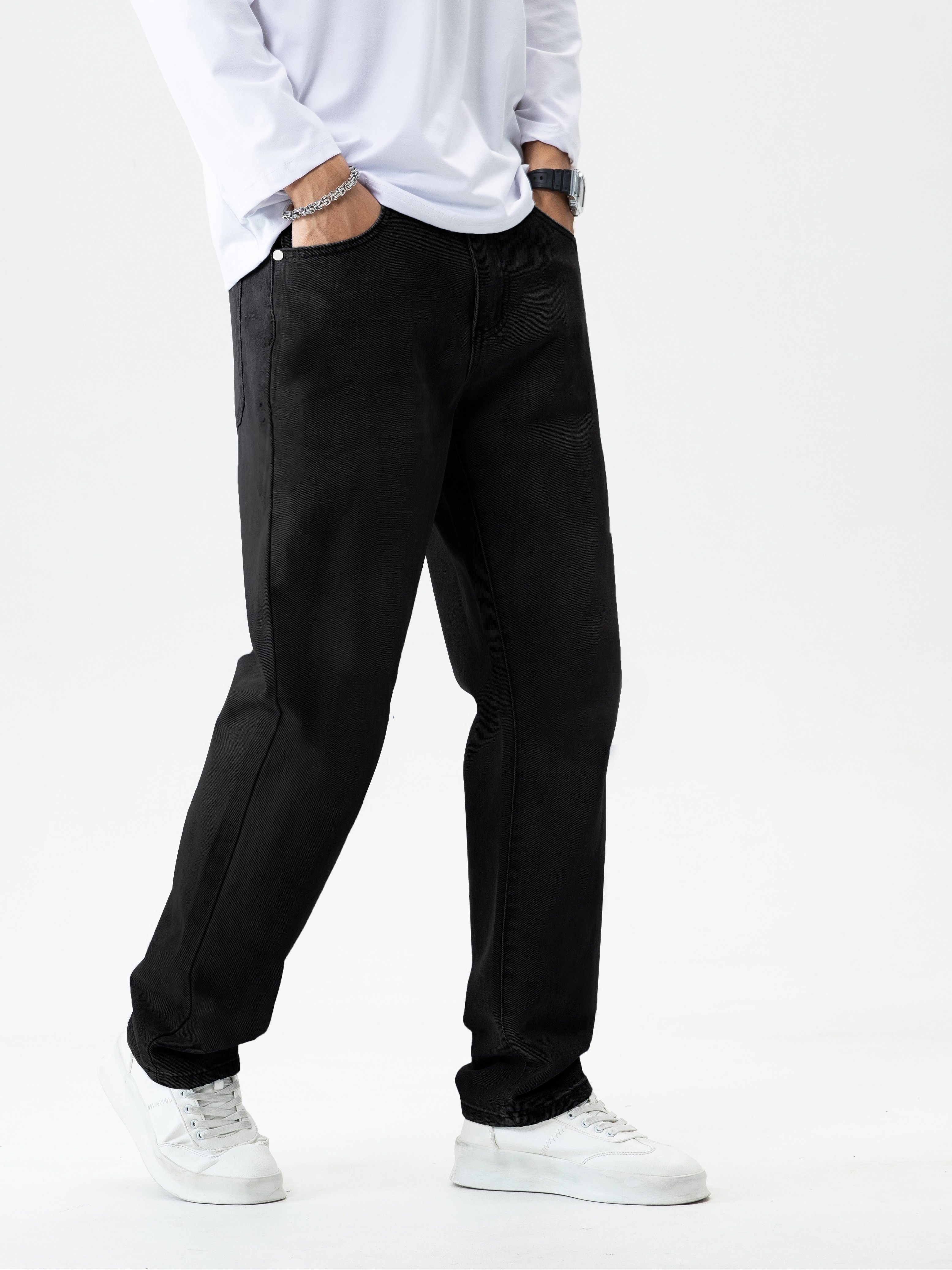 Джинсы свободного покроя классического дизайна, мужские повседневные джинсовые брюки в уличном стиле на все сезоны