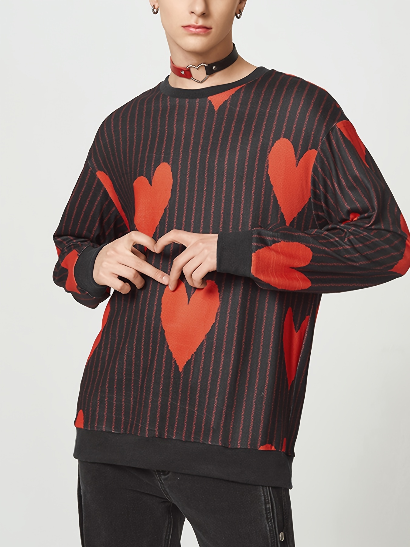 Heart hot sale sweater mens