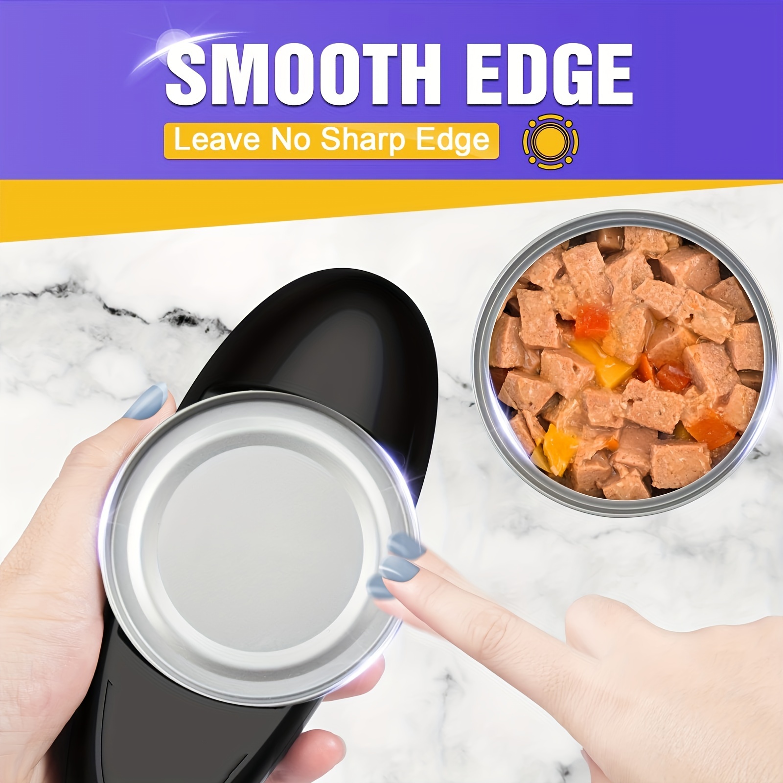 Electric Can Opener Smooth Edges Jar Can Tin Touch No Sharp Edges