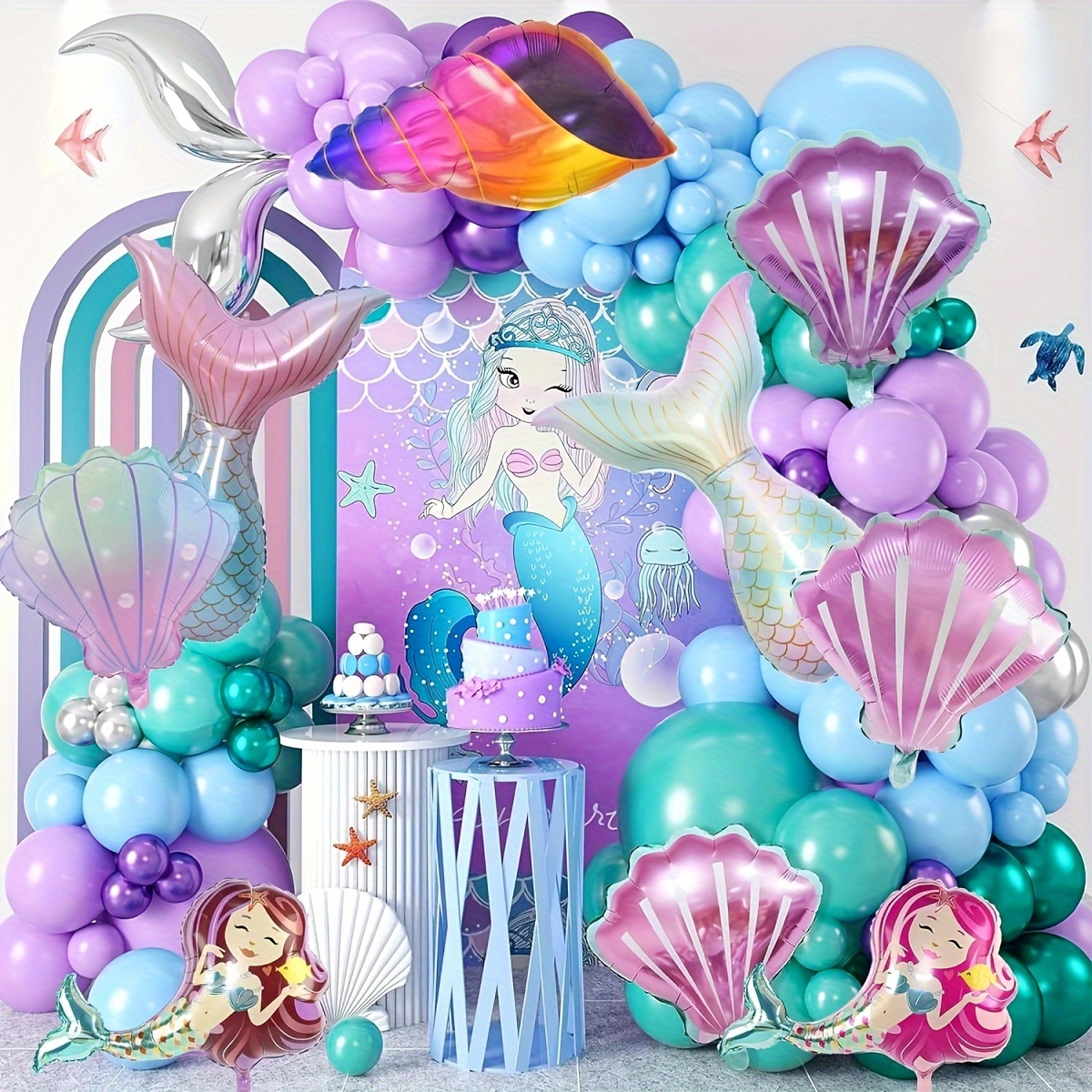 101pcs Mermaid Balloon Set 10in Shell Starfish Balloons - Temu