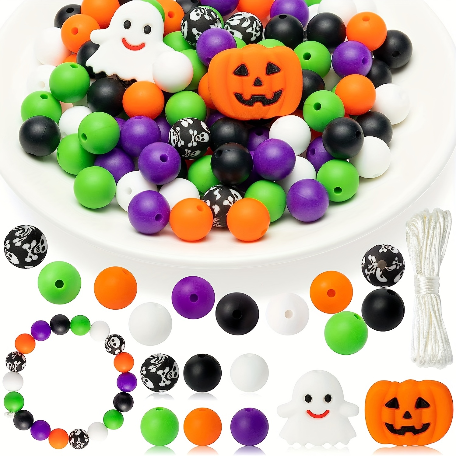 Halloween Silicone Beads Circular Silicone Beads Pumpkin - Temu