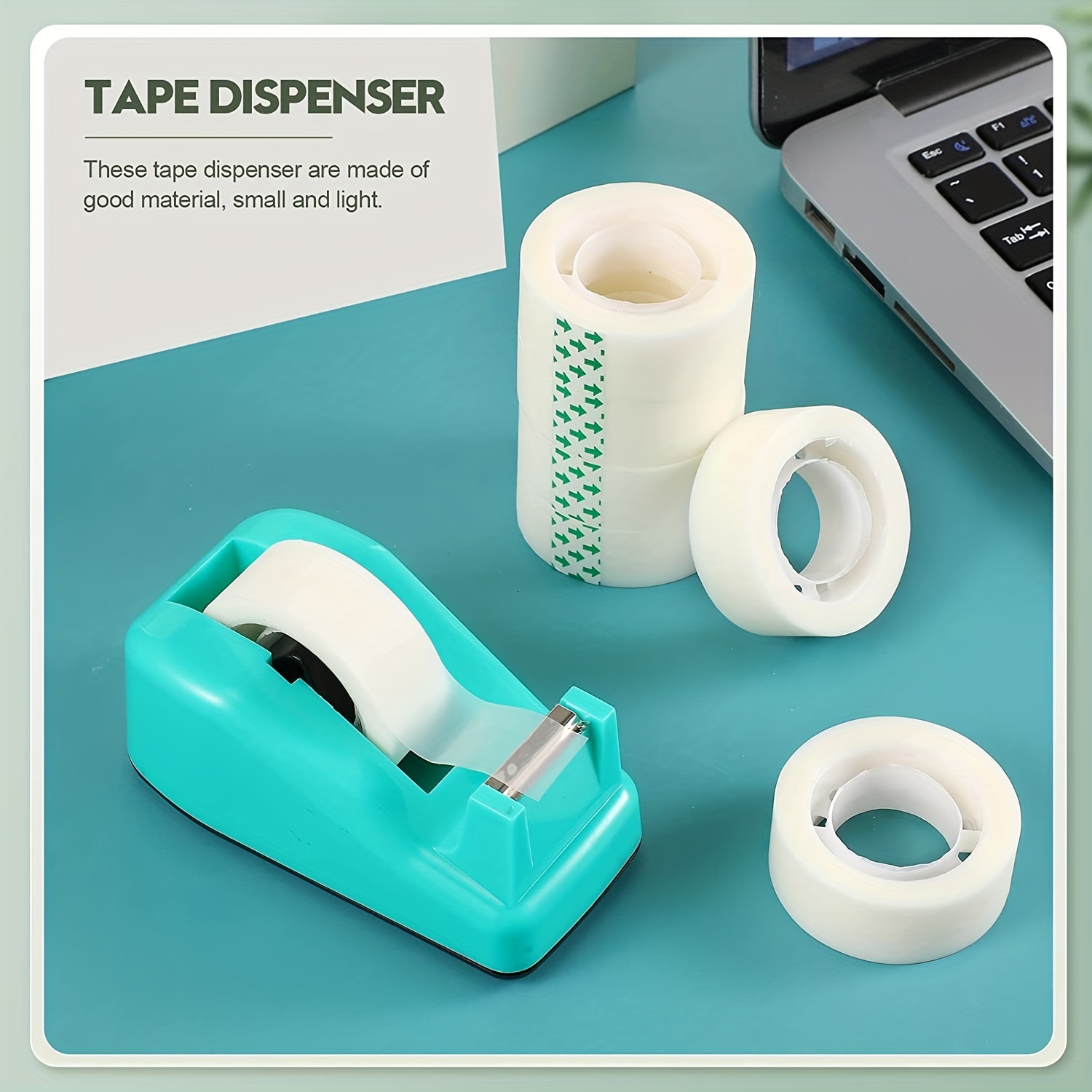 Maitys 10 Pcs Desktop Tape Dispenser with Nonskid Base Cute Tape Dispenser  Invisible Tape Roll Dispenser One Hand Operation Tape Holder for Gift  Wrapping School Home Office, Tape Not Included (Green) 