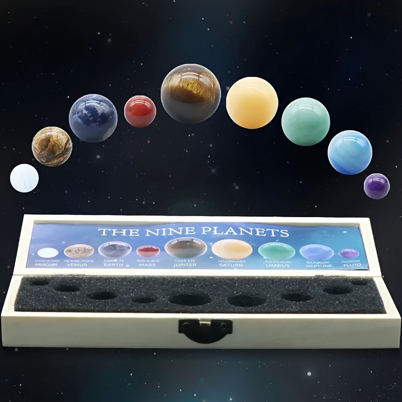 1セットの9つの天然クリスタル宝石、鉱物標本、太陽系の9つの惑星