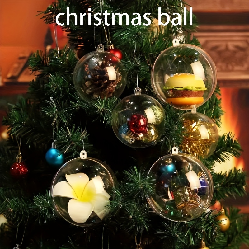 6pcs Xmas Tree Balls,Transparent Christmas Balls DIY Fillable