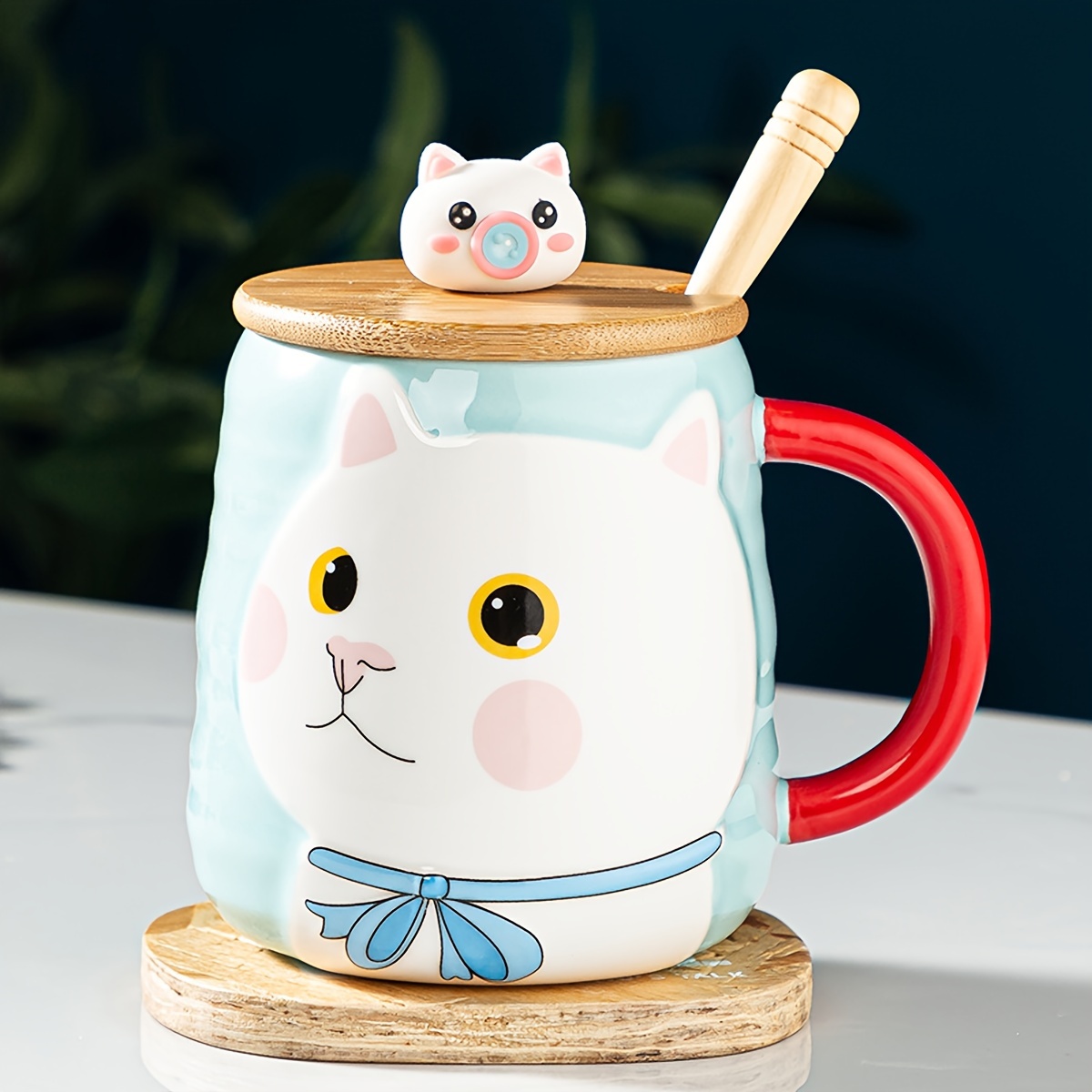 1pc, Cartoon Kitten Coffee Mug, 400ml/13.5oz Ceramic Coffee Cups, Cute  Kawaii Cat Water Cups, Summer Winter Drinkware, Home Kitchen Items,  Birthday Gi