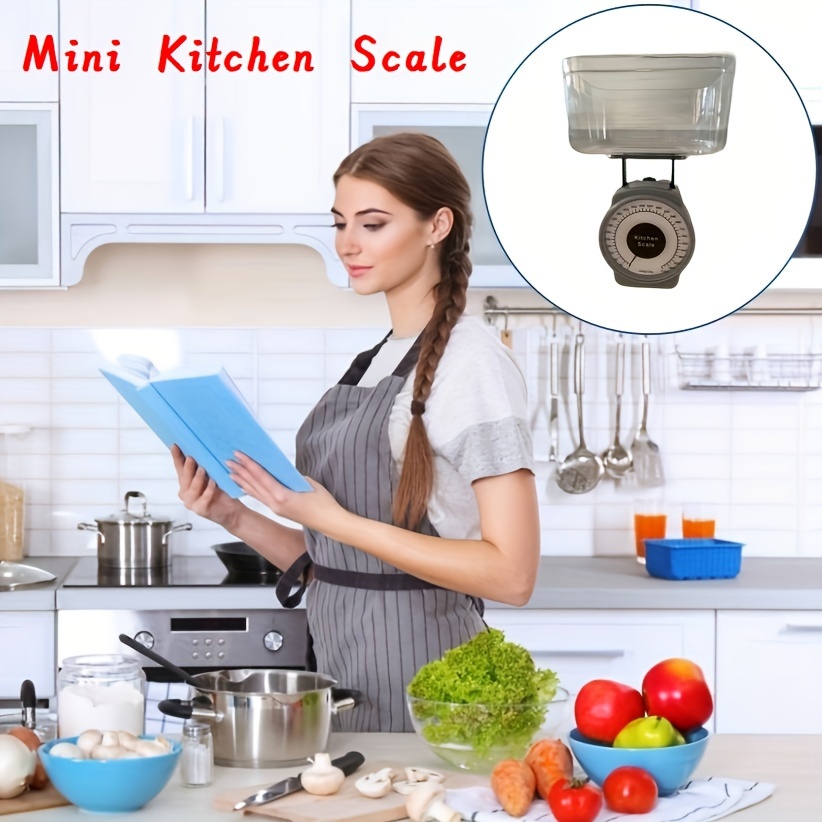 Mini Analog Kitchen Food Scale w/ Removable Measuring Cup - 1000g