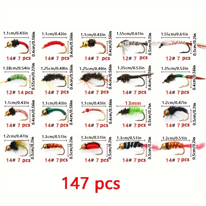 LLC 40Pcs Fishing Lure Fish Fly Bait Assortment Set Kit with