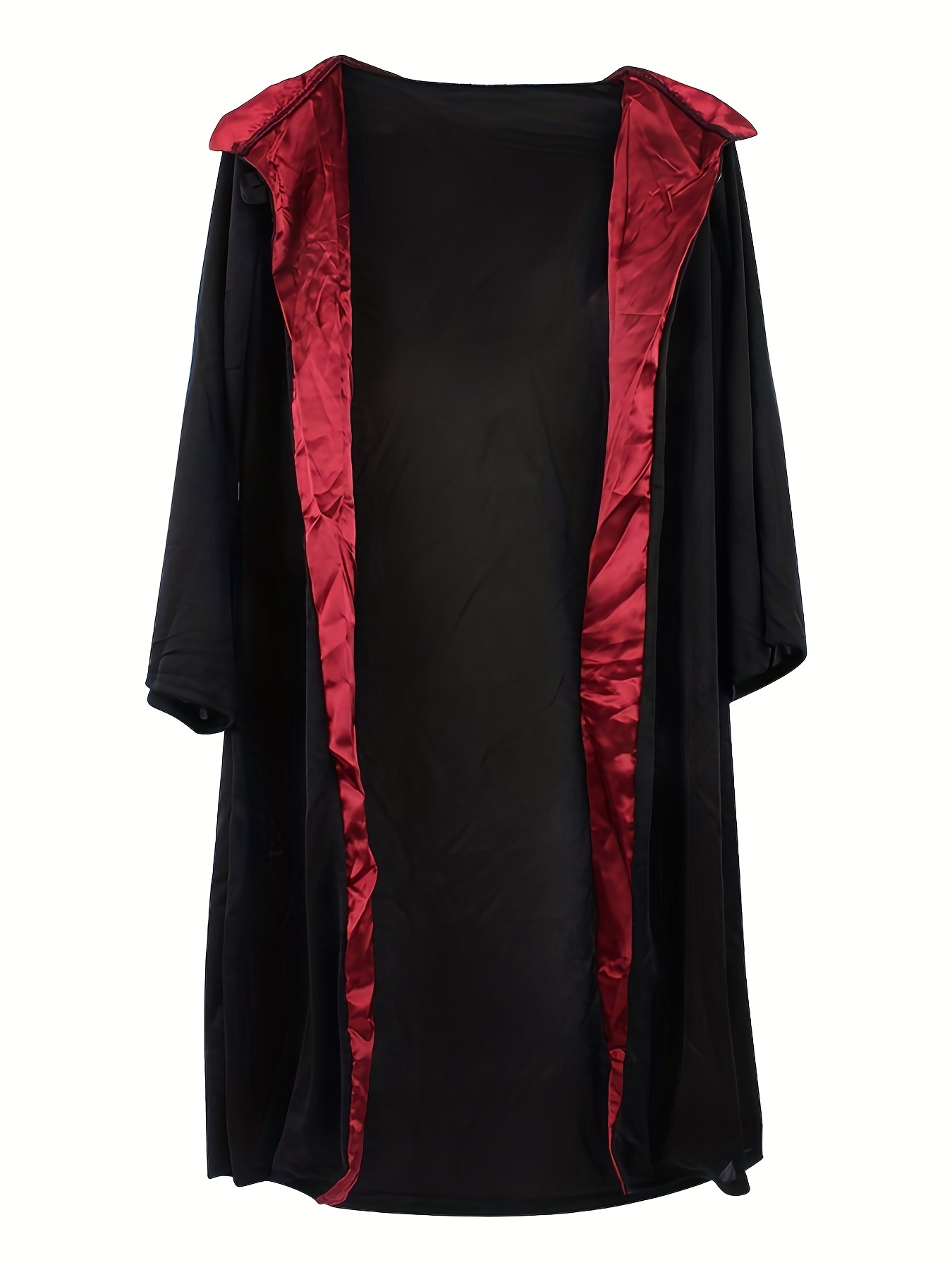 Satin Black Red Robe, Ritual Robe, Long Hooded Robe, Monk Robe, Magical Robe,  Witch Robe, Vampire Robe 