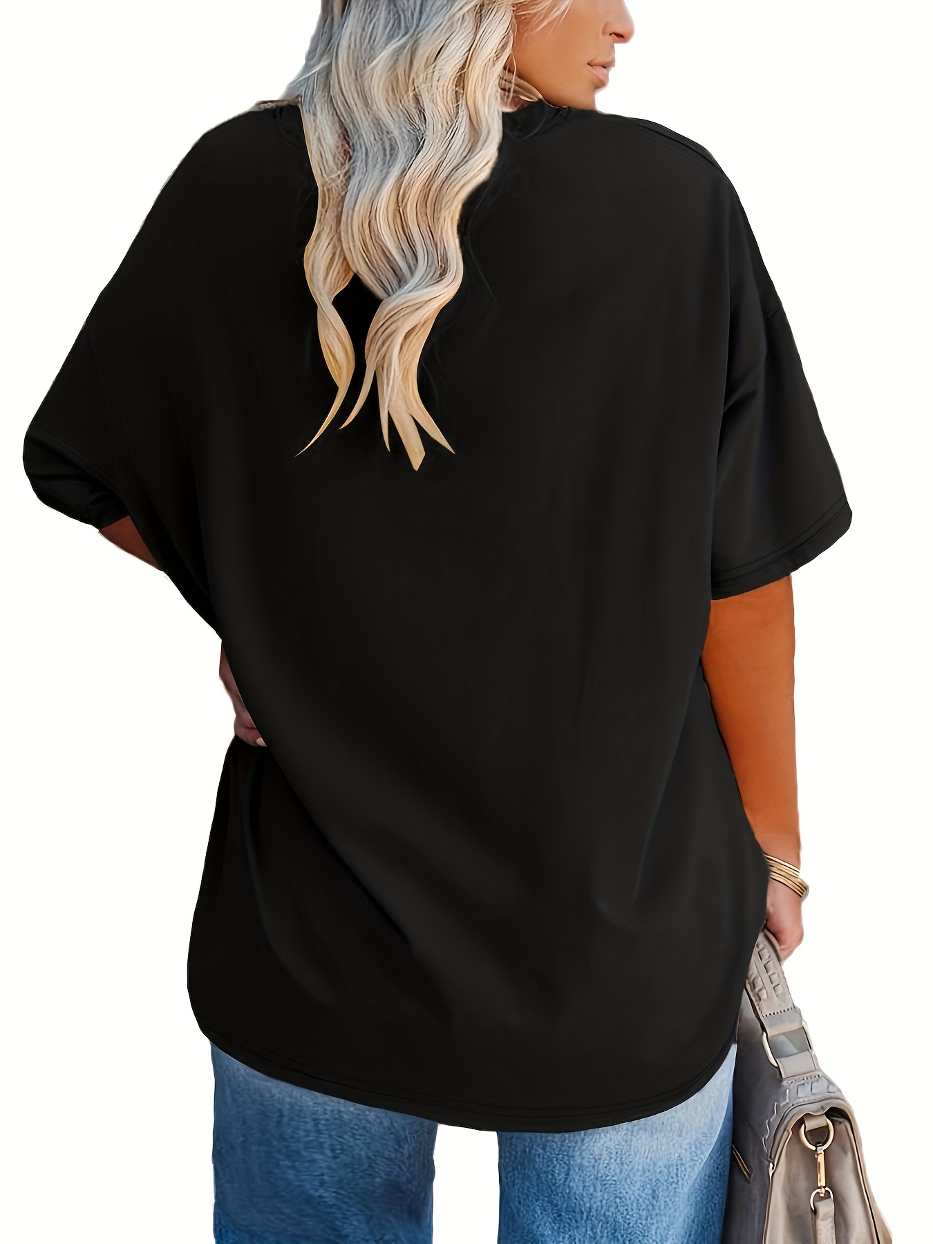 Patlollav Clearance Womens Plus Size Tops Button Print Round Neck Short  Sleeve Irregular T-Shirt 
