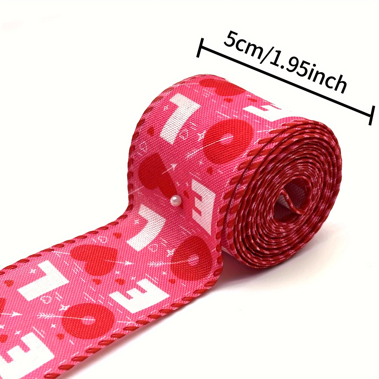 5 Yards Happy Valentine's Day Wired Edge Ribbon Red White - Temu