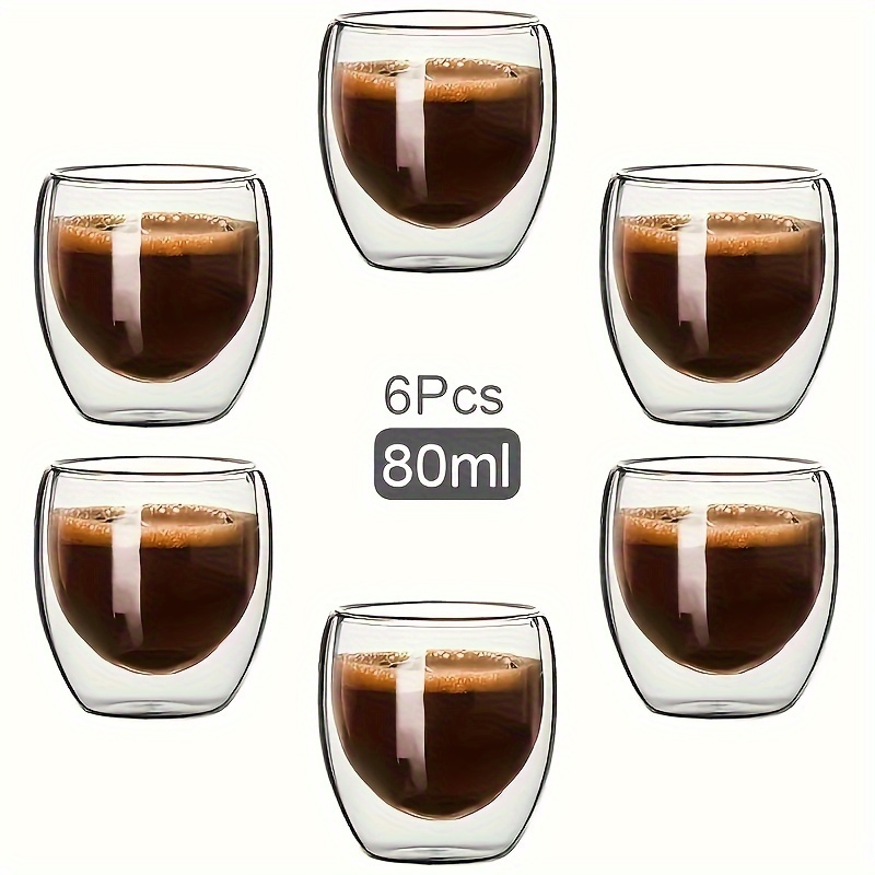 Bodum Pavina Double Wall Clear Espresso Shot Glass Extra Small 2.5 Ounce  6-Pack