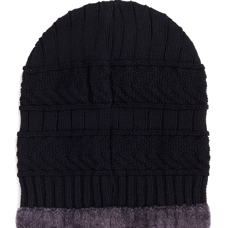 Men Triangle Pattern Knit Winter Thermal Cap