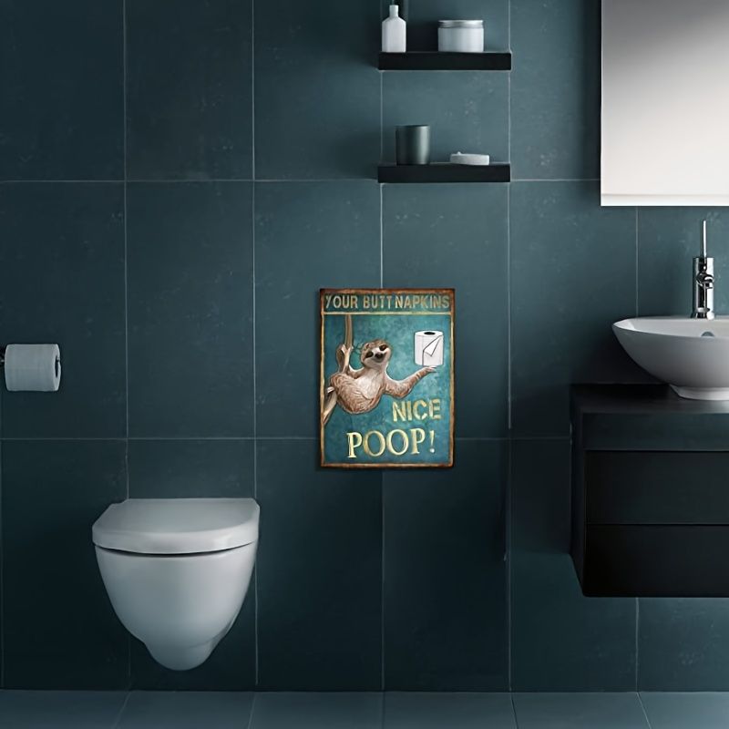 1pc Funny Animal Bathroom Canvas Wall Art Your Napkins Nice Poop Cute Sloth  Picture Print Toilet Decor Teal Poster Artwork Restroom Decoration For Home  8x12inch With Frame - Home & Kitchen - Temu