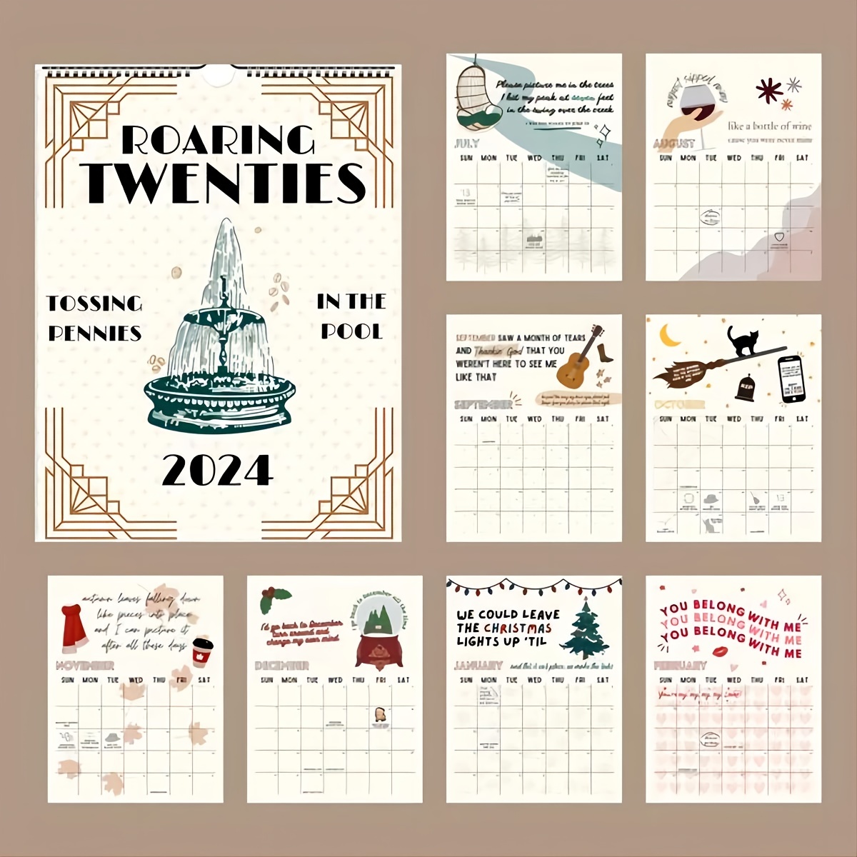  2024 TS Lyrics Calendar,Roaring Twenties Calendar Wall