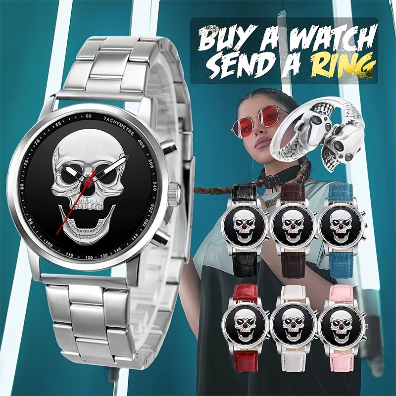 Men's Skull 3d Ghost Large Cool Dial Watches Colorful Laser - Temu