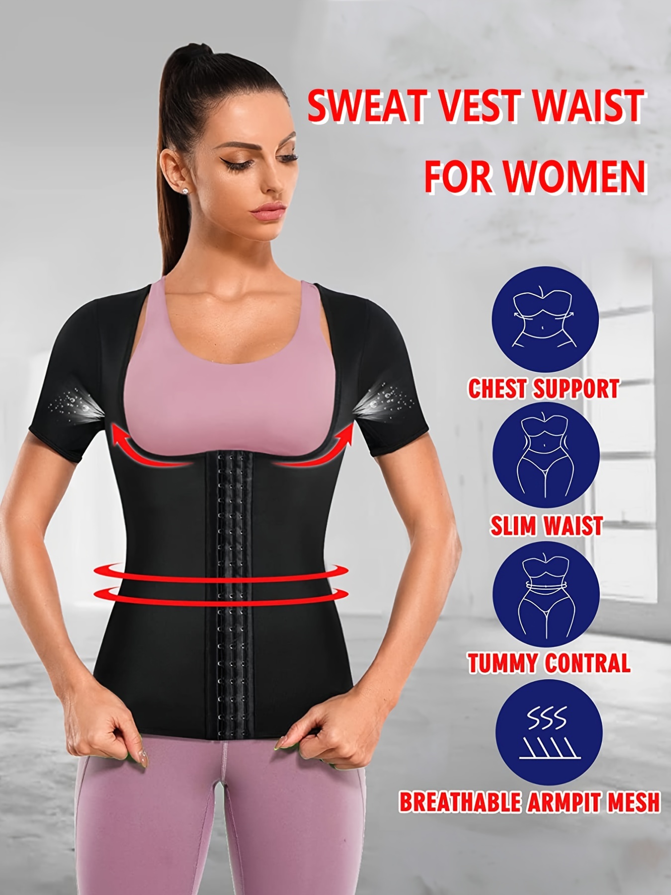Women's Sauna Sweat Suit Waist Trainer T shirt Body Shaper - Temu Canada