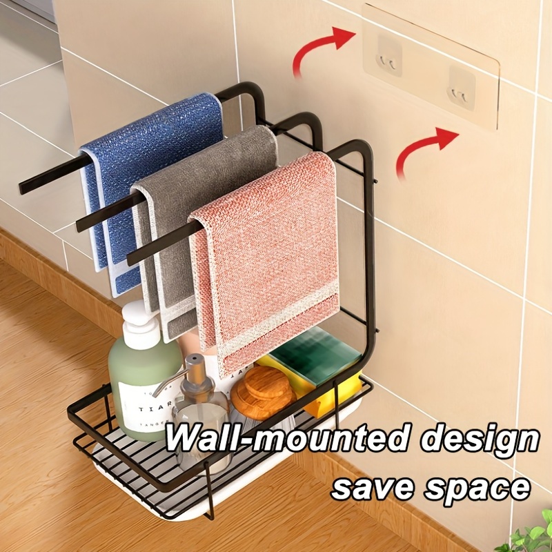 Multifunctional Rag Rack For Kitchen, Wall-mounted Or Countertop Placement,  Combined Drain Rack And Towel Rack, Dishcloth Holder, Storage Organizer