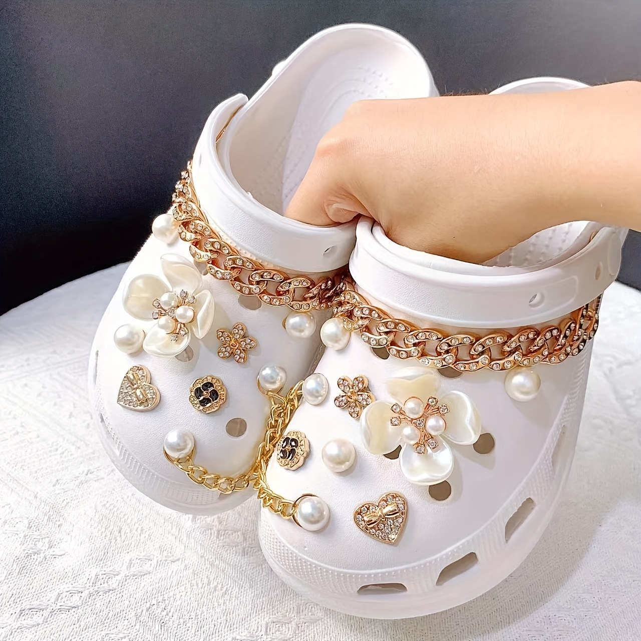 Fashion Rhinestone & Faux Pearl Series Shoes Charms For Clogs Sandals  Decoration, Shoes Diy Accessories For Women & Men - Temu