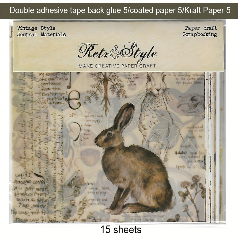 

Vintage-inspired Scrapbooking Kit: 15 Sheets With Double-sided Adhesive, Coated & Paper - Bird Theme For Diy Albums, Cards & Crafts