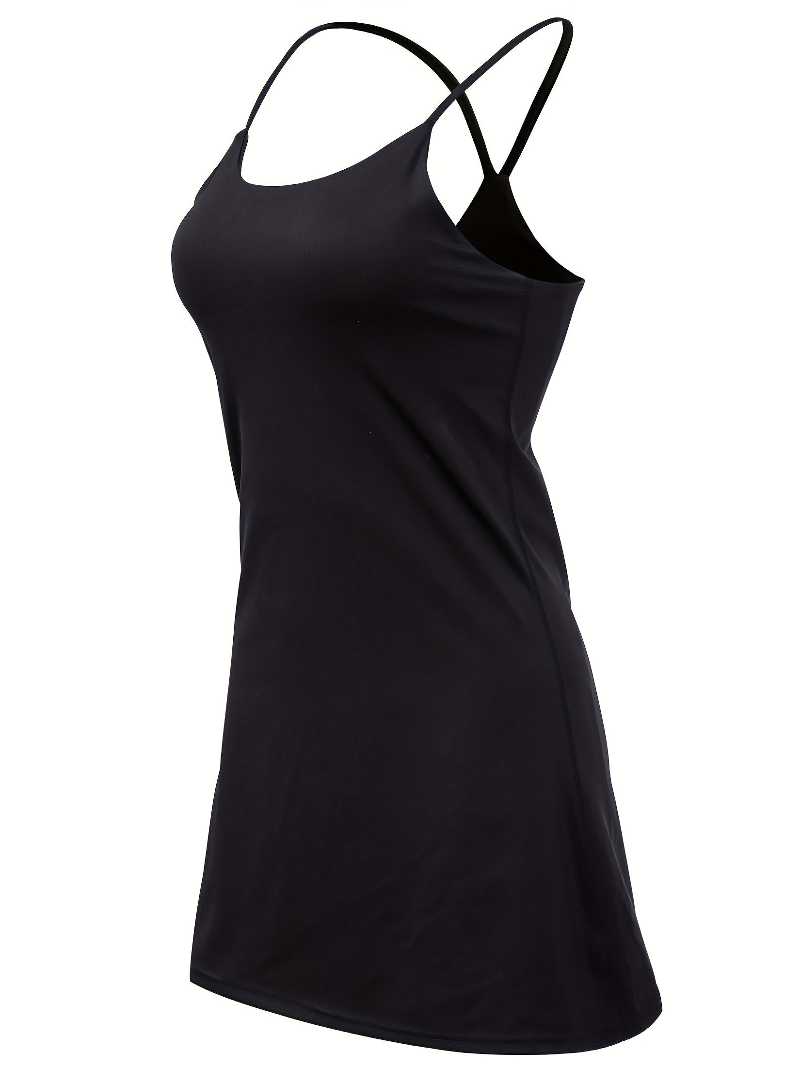 Workout Dress Built in Bra Shorts with Pockets Women Teens Cross Back  Sleeveless Athletic Tennis Golf Mini Dress (X-Large, Gray) 
