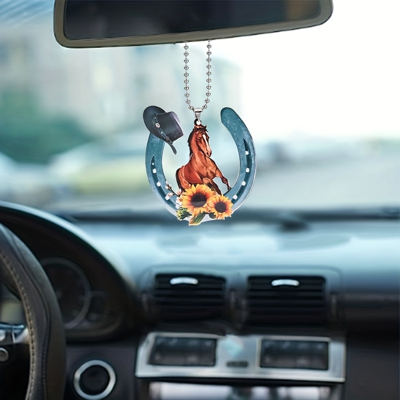 Flower And Moon Pattern Rearview Mirror Pendant 2d Acrylic - Temu