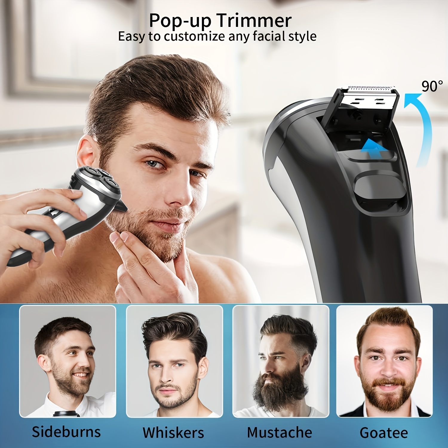 Electrico Maquinas De Afeitar Barba y Bigote USB Recargable IPX7 Para  Hombres