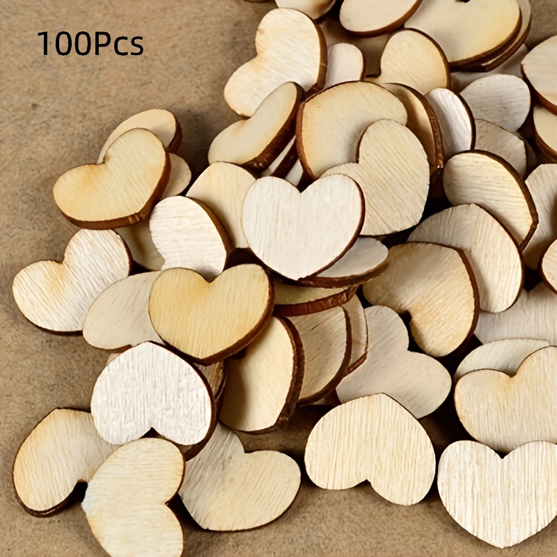 100pcs/set Wooden Hollow Out Heart Shaped Pieces For Wedding Decoration,  Diy Crafts