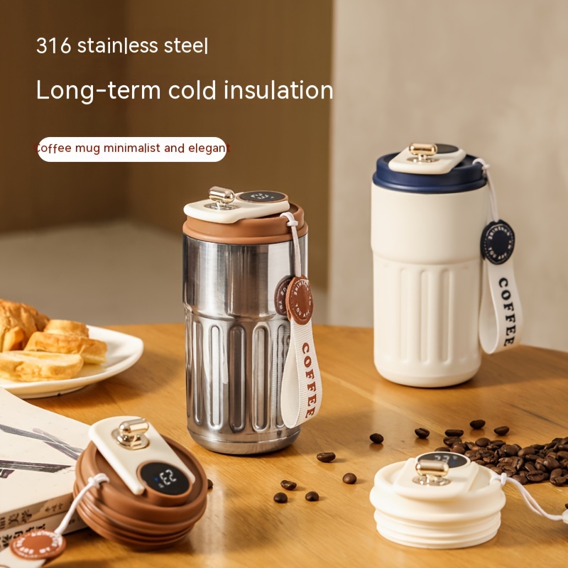 304 Stainless Steel Coffee Mug With Temperature Display - Temu