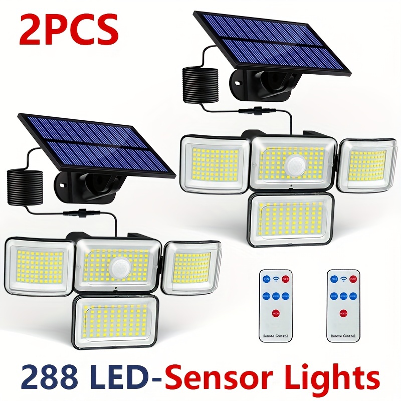 288 Led Solar Sensor Lights, With Remote Control, Outdoor Security Lights,  With Adjustable And Rotatable Heads, Ip65 Waterproof, 270°wide Angle  Illumination 4modes, For Garden Garage Yard Patio Temu United Arab  Emirates