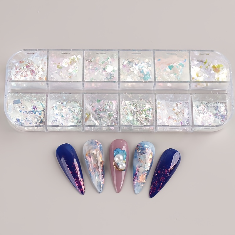 12 Grids Holographic Nail Glitter Flakes Sequin DIY Confetti