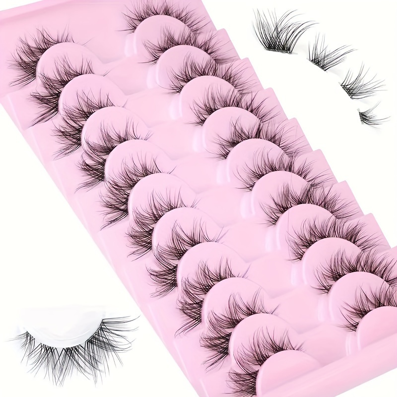 Cluster Lashes Natural Look, Wispy Manga Eyelash Extensions Strip, Cat Eye  Lashes With Transparent Stem Short Anime Korean Makeup False Eyelashes -  Temu